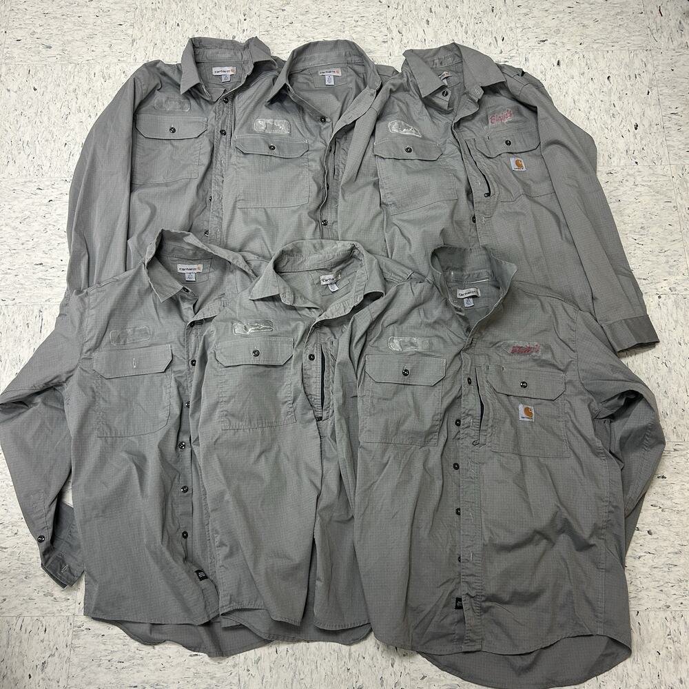Lot of 6 Carhartt Shirts Men’s Medium 396-30 Grey Work Ripstop Vented Button Up